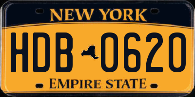 NY license plate HDB0620