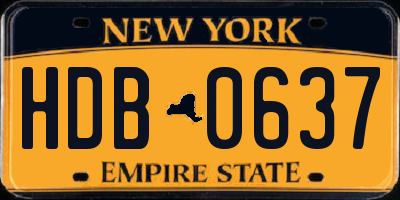NY license plate HDB0637