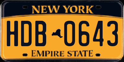 NY license plate HDB0643