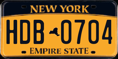 NY license plate HDB0704