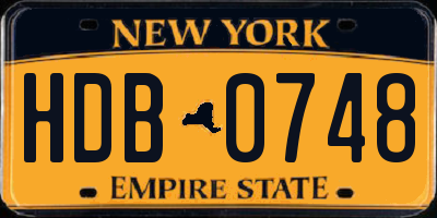 NY license plate HDB0748