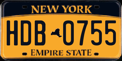 NY license plate HDB0755