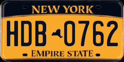 NY license plate HDB0762