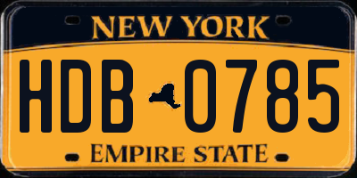 NY license plate HDB0785