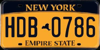 NY license plate HDB0786