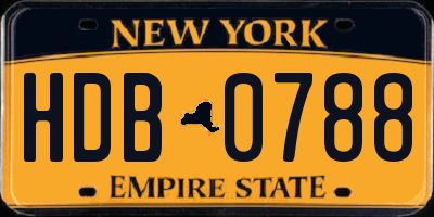 NY license plate HDB0788