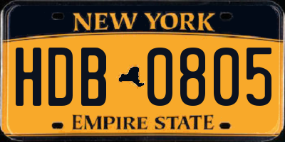 NY license plate HDB0805