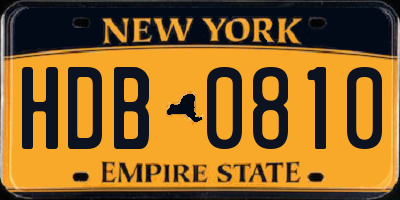 NY license plate HDB0810