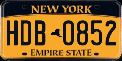 NY license plate HDB0852