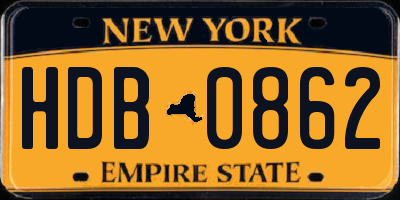 NY license plate HDB0862