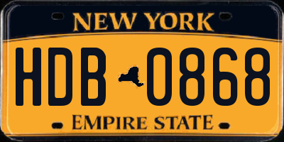 NY license plate HDB0868