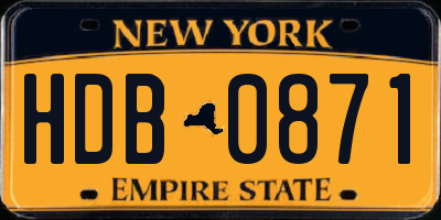 NY license plate HDB0871