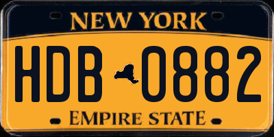 NY license plate HDB0882