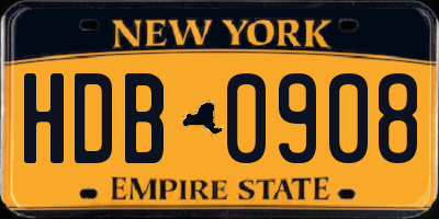 NY license plate HDB0908