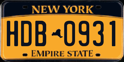NY license plate HDB0931