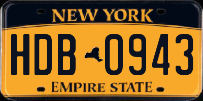 NY license plate HDB0943