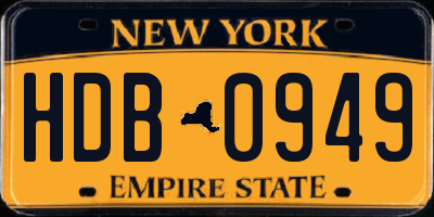 NY license plate HDB0949