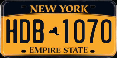 NY license plate HDB1070