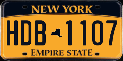 NY license plate HDB1107