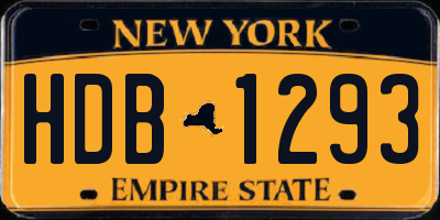 NY license plate HDB1293