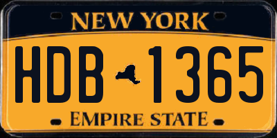 NY license plate HDB1365