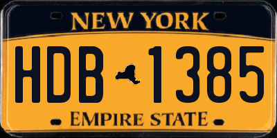 NY license plate HDB1385