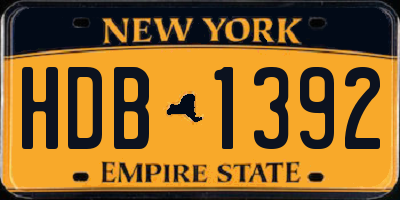NY license plate HDB1392