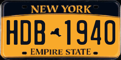NY license plate HDB1940
