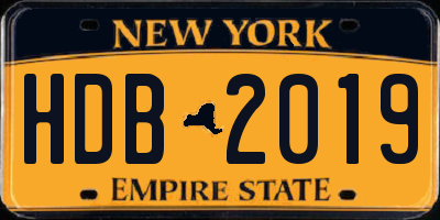 NY license plate HDB2019