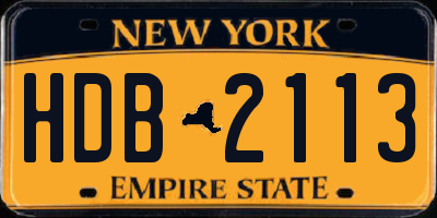 NY license plate HDB2113