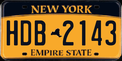 NY license plate HDB2143