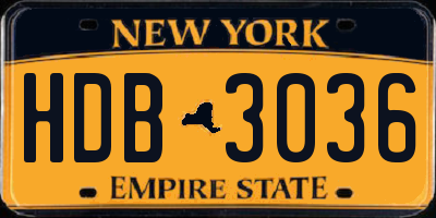 NY license plate HDB3036