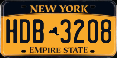 NY license plate HDB3208