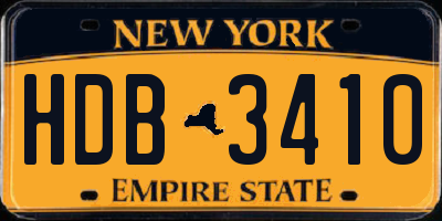 NY license plate HDB3410