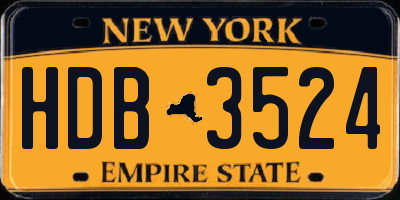 NY license plate HDB3524