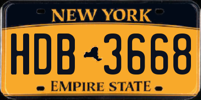 NY license plate HDB3668