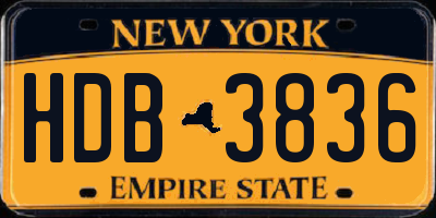 NY license plate HDB3836