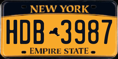 NY license plate HDB3987