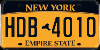 NY license plate HDB4010