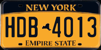 NY license plate HDB4013