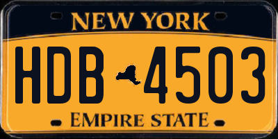 NY license plate HDB4503