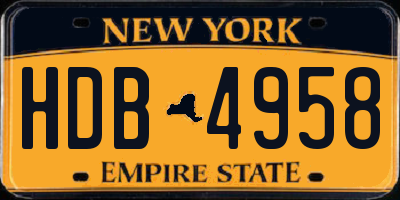 NY license plate HDB4958