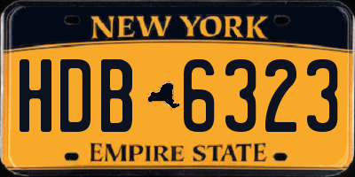 NY license plate HDB6323