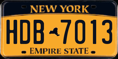 NY license plate HDB7013
