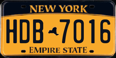 NY license plate HDB7016