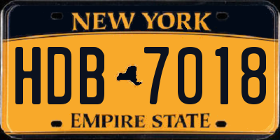 NY license plate HDB7018