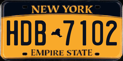 NY license plate HDB7102