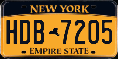 NY license plate HDB7205
