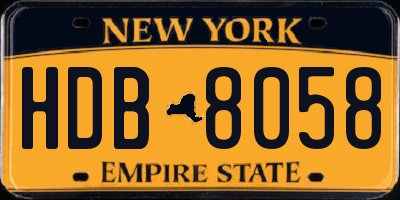 NY license plate HDB8058