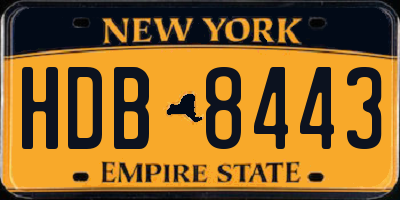 NY license plate HDB8443